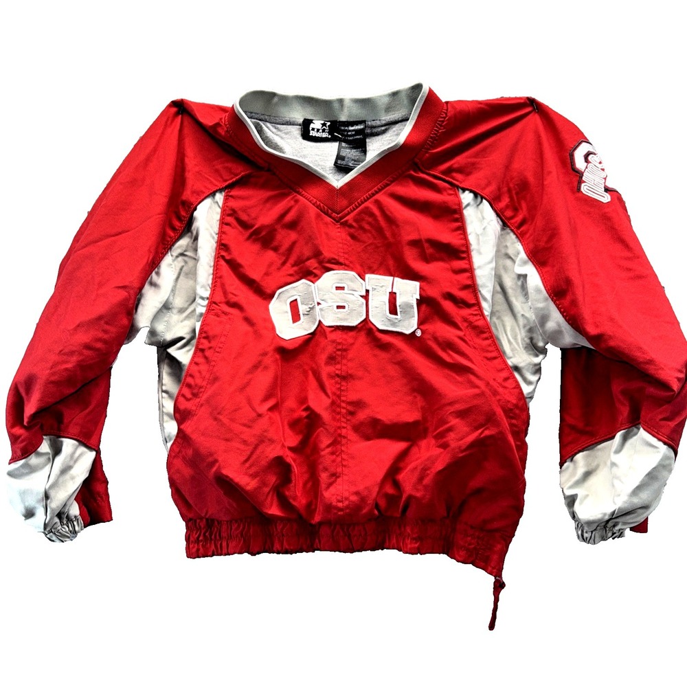 Vintage Starter Ohio State OSU Pullover Jacket Youth Large Red Gray 8-10